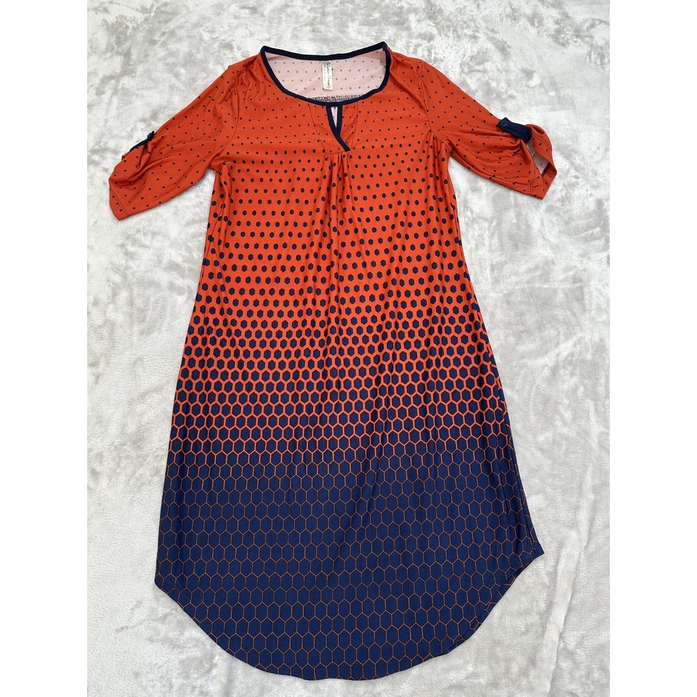 PerCeption Concept‎ Dress Women's Size Small Blue to Orange Fade 1/2 Sleeve EUC